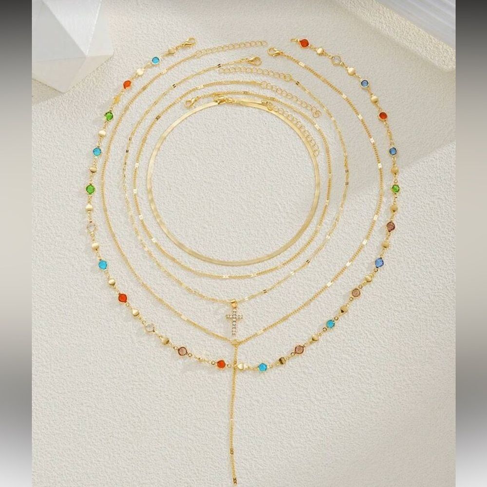 Gold Multi-Layer Necklace R39 - Picture 3 of 3